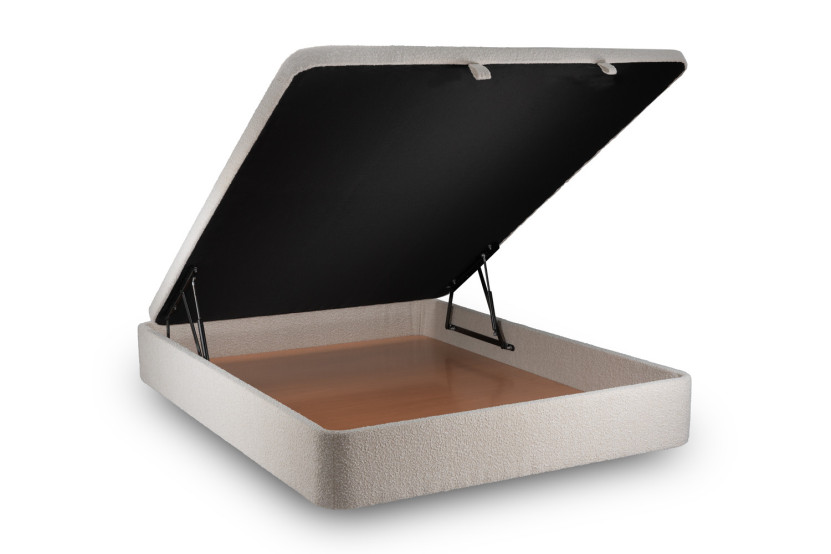 Sommier Coffre 140x190 cm - Bouclette - Beige clair