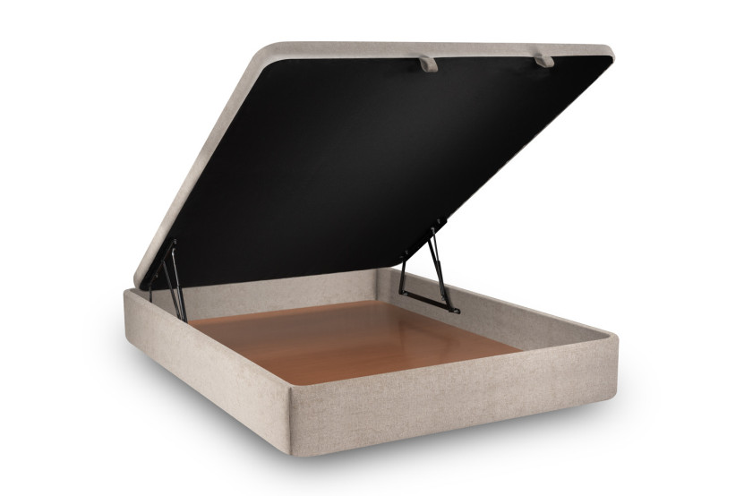 Sommier Coffre 140x190 cm - Toile nattée  - Beige brun