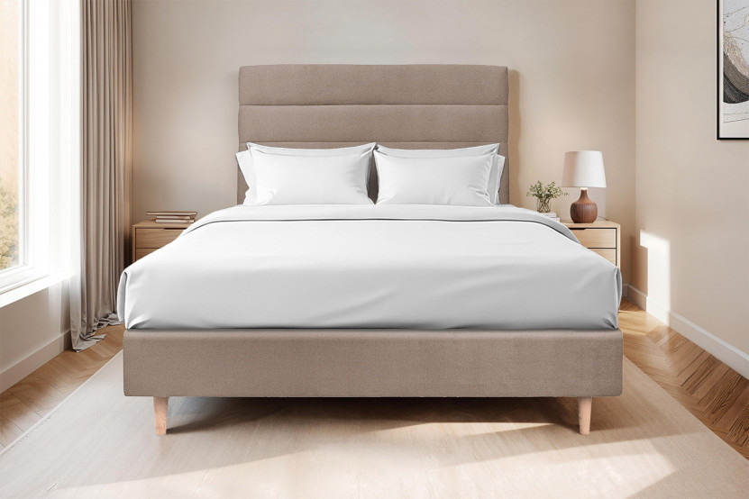 Tête de lit 150 cm Lignes - Tissu Velours Taupe