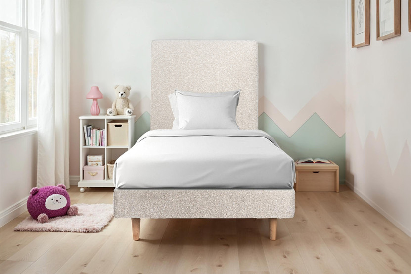 Sommier Tapissier 100x200 cm - H29 cm - Bouclette - Beige clair