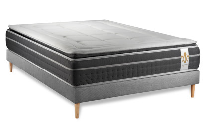 Ensemble Matelas Sommier 140x190 cm - Sommier Gris (en kit) - Trente PLUS