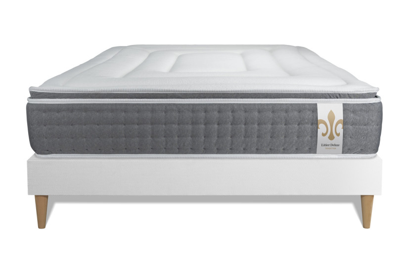 Ensemble Matelas Sommier 200x200 cm - Sommier Blanc (en kit) - Vingt-Six PLUS