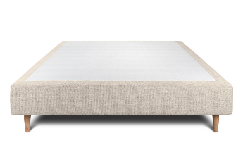 Sommier Tapissier 140x190 cm - H35 cm - Toile nattée - Beige clair