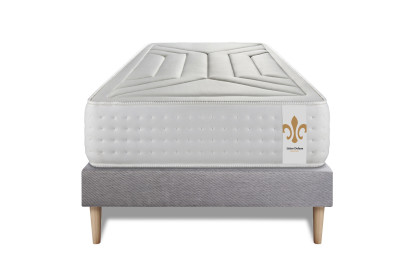 Ensemble Matelas Sommier 90x190 cm - Sommier Gris (en kit) - Vingt-Quatre