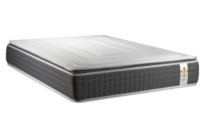 Pack lit complet 140x190 cm - Matelas + Sommier Gris + 2 oreillers + Couette - Vingt-Six PLUS