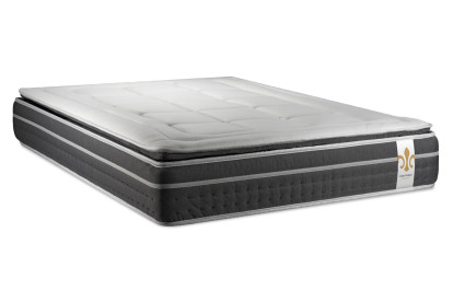 Pack lit complet 140x200 cm - Matelas + Sommier Gris + 2 oreillers + Couette - Trente PLUS