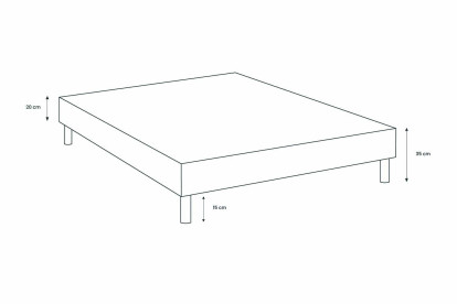 Sommier Tapissier 140x190 cm - H35 cm - Toile nattée - Beige clair