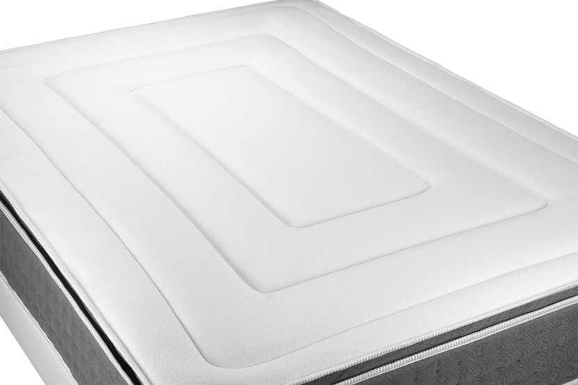 Ensemble Matelas Sommier 90x200 cm - Sommier Gris (déjà monté) - Vingt-Six PLUS