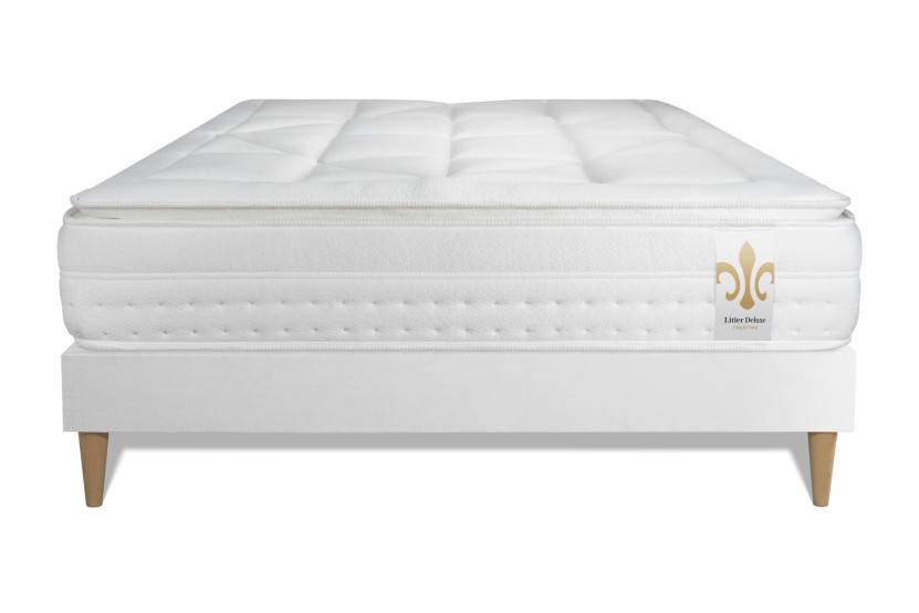 Ensemble Matelas Sommier 140x200 cm - Sommier Blanc (déjà monté) - Vingt-Huit PLUS