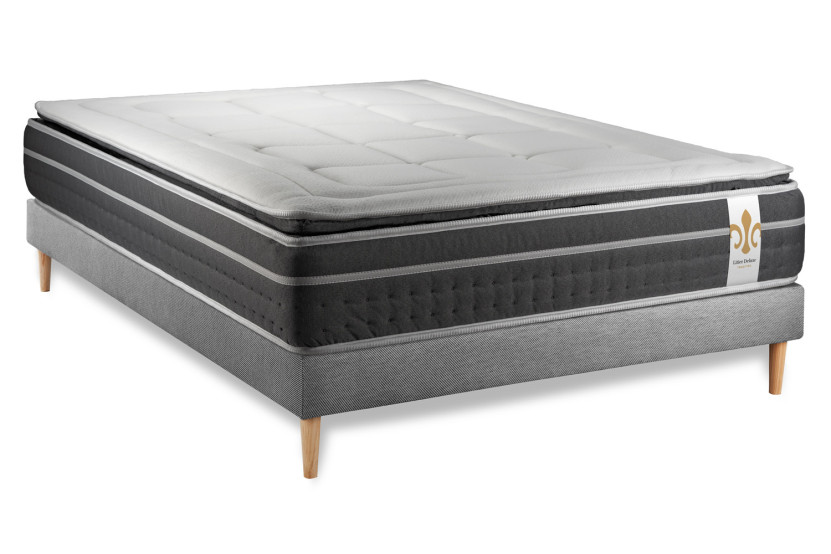 Ensemble Matelas Sommier 140x200 cm - Sommier Gris (déjà monté) - Trente PLUS