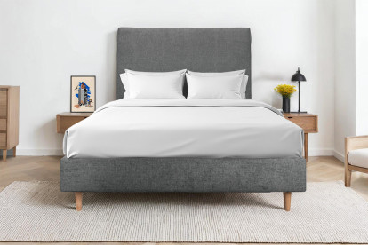Sommier Tapissier 150x190 cm - H35 cm - Toile nattée - Gris anthracite