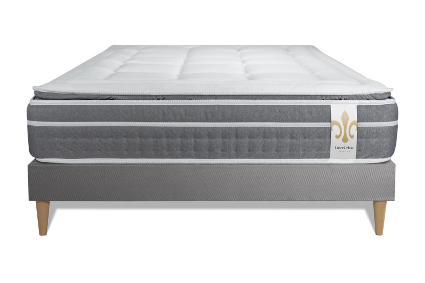 Ensemble Matelas Sommier 180x200 cm - Sommier Gris (en kit) - Trente PLUS