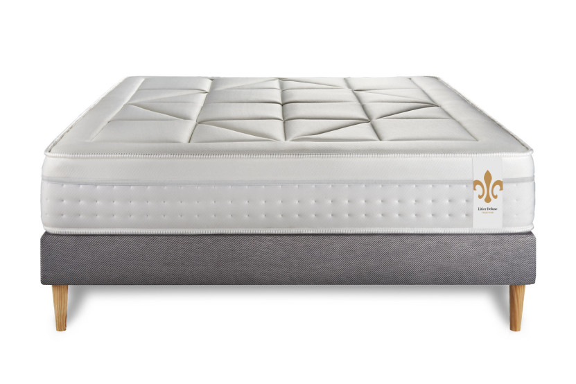 Ensemble Matelas Sommier 140x200 cm - Sommier Gris (en kit) - Vingt-Huit