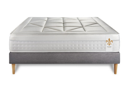 Ensemble Matelas Sommier 140x190 cm - Sommier Gris (déjà monté) - Vingt-Huit
