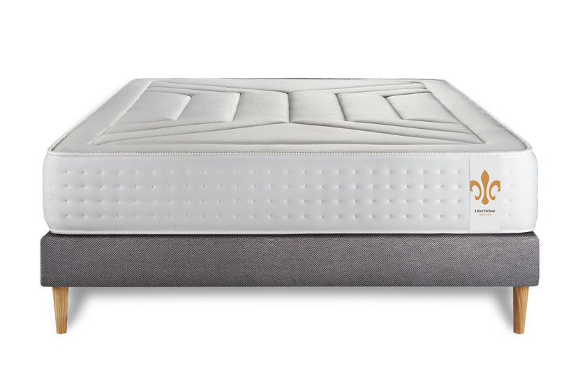 Ensemble Matelas Sommier 140x190 cm - Sommier Gris (en kit) - Vingt-Quatre