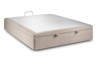 Sommier Coffre 200x200 cm - Toile nattée  - Beige brun