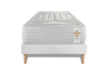 Ensemble Matelas Sommier 90x190 cm - Sommier Blanc (en kit) - Vingt-Quatre