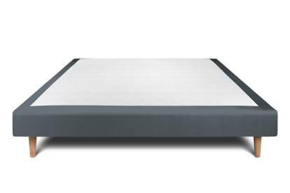 Sommier Tapissier 135x190 cm - H29 cm - Velours - Gris anthracite