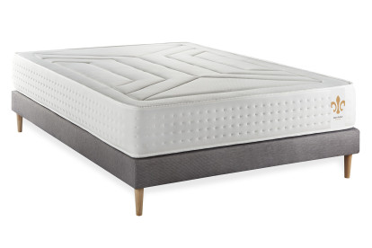Ensemble Matelas Sommier 180x200 cm - Sommier Gris (en kit) - Vingt-Quatre