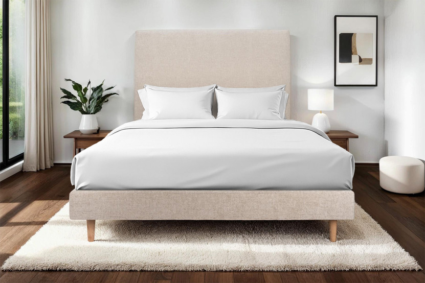 Sommier Tapissier 140x190 cm - H29 cm - Toile nattée - Beige brun