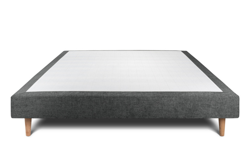 Sommier Tapissier 140x200 cm - H29 cm - Toile nattée - Gris anthracite