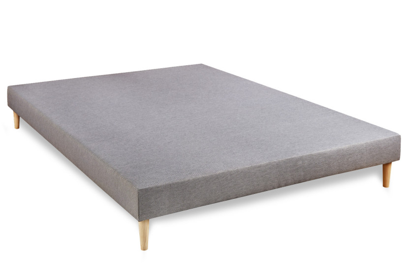Pack lit complet 140x190 cm - Matelas + Sommier Gris + 2 oreillers + Couette - Vingt-Six