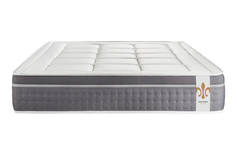 Pack lit complet 200x200 cm - Matelas + Sommier Blanc (en kit) + 2 oreillers + Couette - Trente