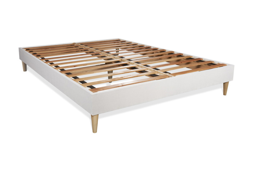 Pack lit complet 140x190 cm - Matelas + Sommier Blanc (en kit) + 2 oreillers + Couette - Vingt-Huit PLUS