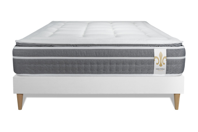 Ensemble Matelas Sommier 140x190 cm - Sommier Blanc (déjà monté) - Trente PLUS