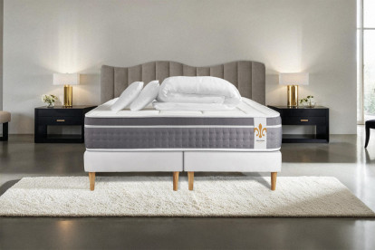 Pack lit complet 180x200 cm - Matelas + 2 Sommiers Blancs + 2 oreillers + Couette - Trente