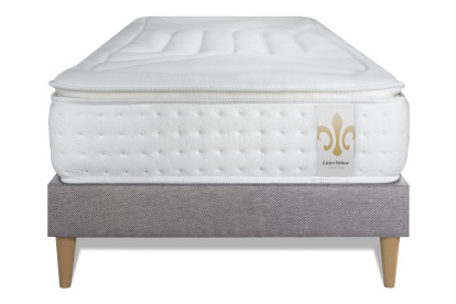 Ensemble Matelas Sommier 90x190 cm - Sommier Gris (en kit) - Vingt-Quatre PLUS