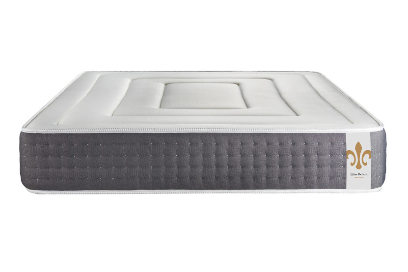 Pack lit complet 140x190 cm - Matelas + Sommier Gris + 2 oreillers + Couette - Vingt-Six