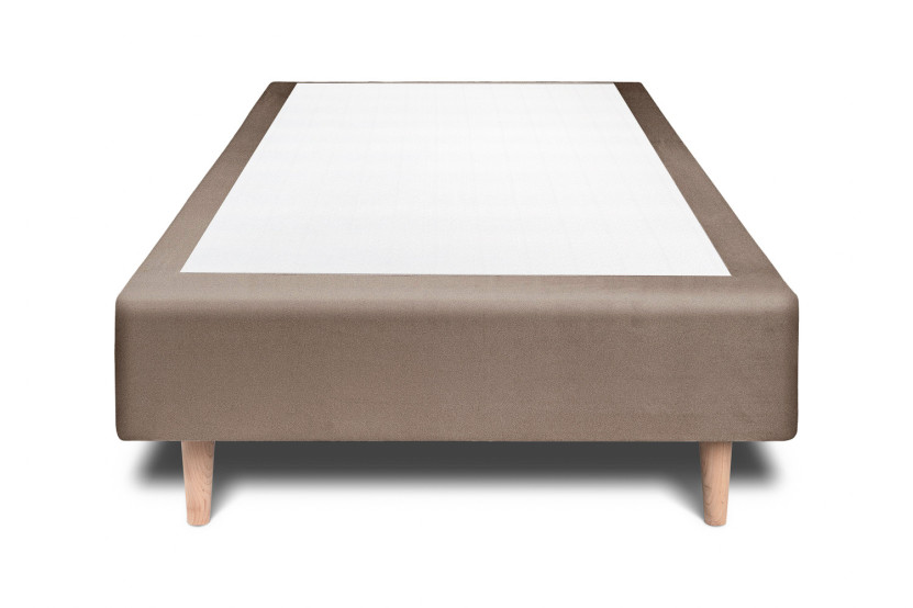 Sommier Tapissier 90x200 cm - H35 cm - Velours - Taupe