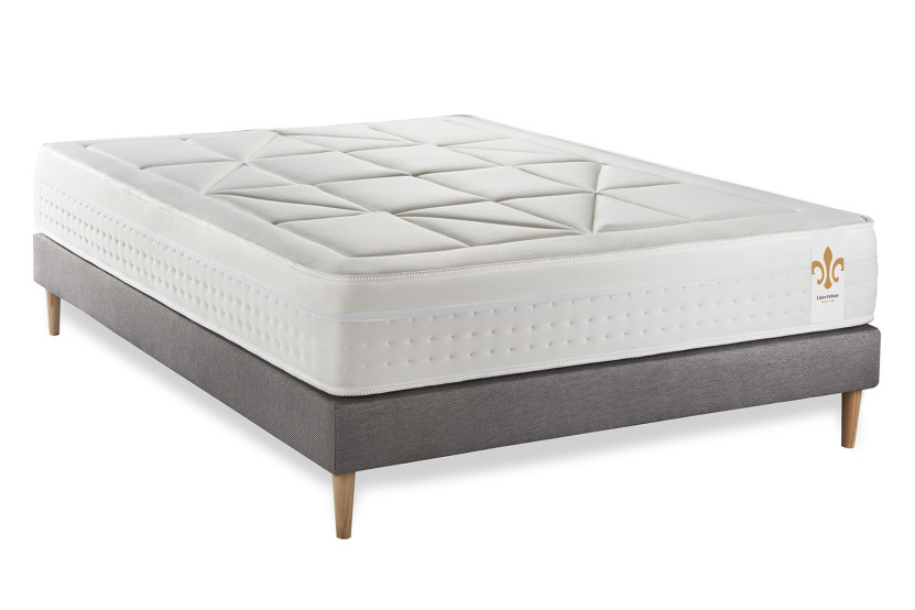 Ensemble Matelas Sommier 140x200 cm - Sommier Gris (en kit) - Vingt-Huit