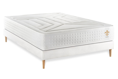 Ensemble Matelas Sommier 140x190 cm - Sommier Blanc (déjà monté) - Vingt-Quatre