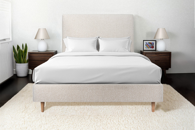 Sommier Tapissier 150x190 cm - H35 cm - Bouclette - Beige clair