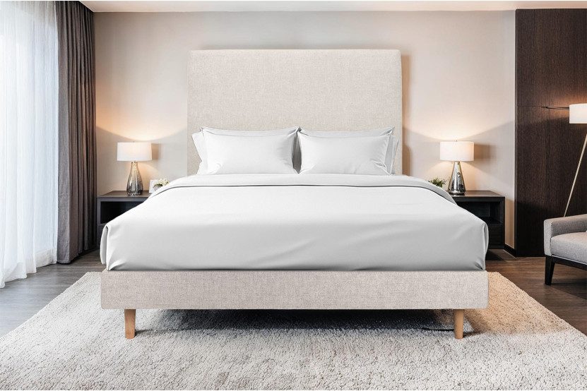 Sommier Tapissier 140x200 cm - H29 cm - Toile nattée - Beige clair