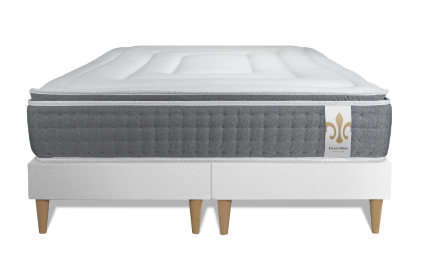 Ensemble Matelas Sommier 200x200 cm - 2 Sommiers Blanc - Vingt-Six PLUS