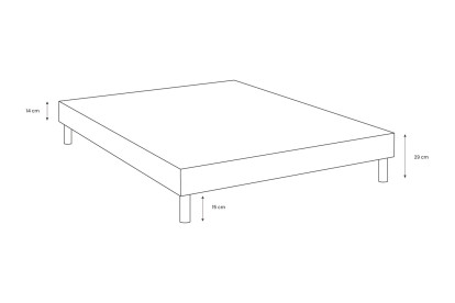 Sommier Tapissier 140x200 cm - H29 cm - Velours - Gris anthracite