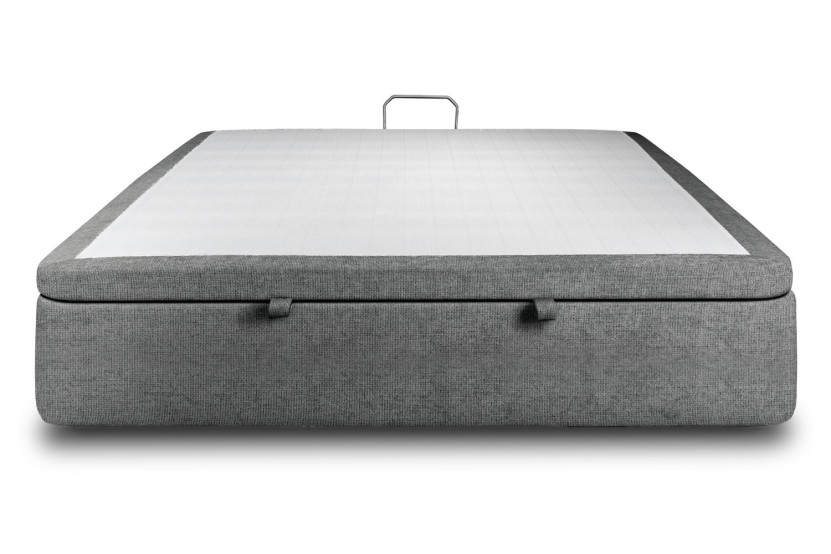 Sommier Coffre 200x200 cm - Toile nattée  - Gris anthracite