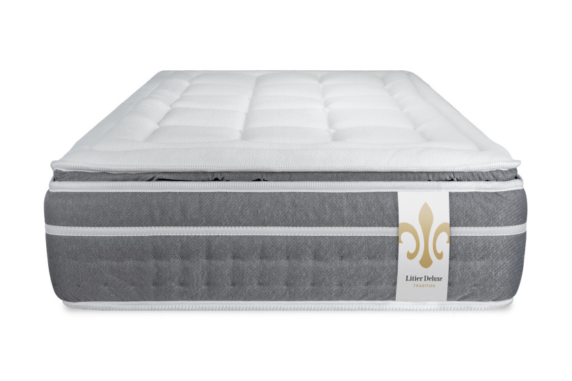 Ensemble Matelas Sommier 90x200 cm - Sommier Gris (déjà monté) - Trente PLUS