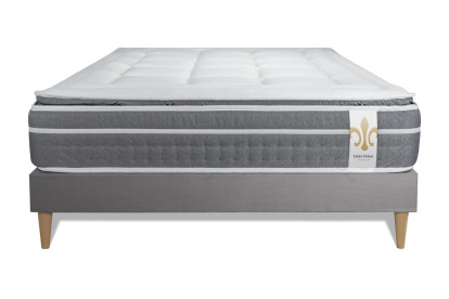 Ensemble Matelas Sommier 140x190 cm - Sommier Gris (déjà monté) - Trente PLUS