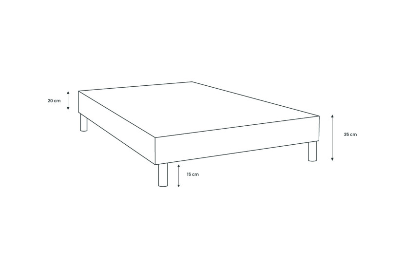 Sommier Tapissier 80x200 cm - H35 cm - Bouclette - Gris