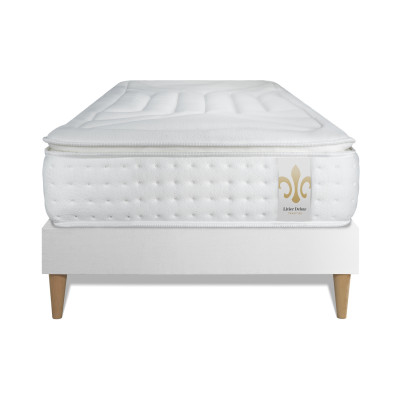 Ensemble Matelas Sommier 90x190 cm - Sommier Blanc (en kit) - Vingt-Quatre PLUS