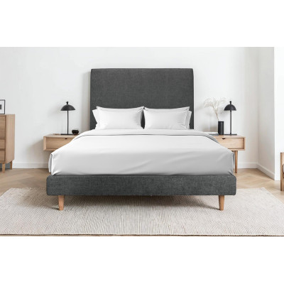 Sommier Tapissier 160x200 cm - H29 cm - Velours - Gris anthracite