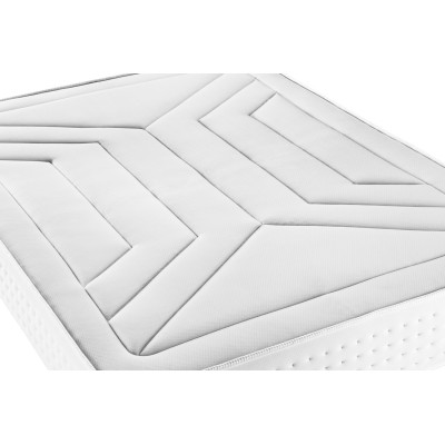 Pack lit complet 200x200 cm - Matelas + Sommier Gris (en kit) + 2 oreillers + Couette - Vingt-Quatre