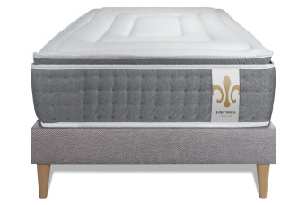 Ensemble Matelas Sommier 90x200 cm - Sommier Gris (en kit) - Vingt-Six PLUS
