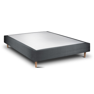 Sommier Tapissier 160x200 cm - H35 cm - Velours - Gris anthracite