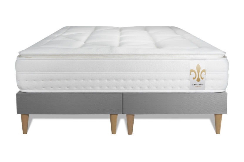 Ensemble Matelas Sommier 160x200 cm - 2 Sommiers Gris - Vingt-Huit PLUS