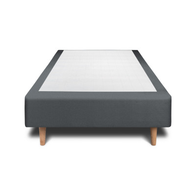 Sommier Tapissier 90x190 cm - H35 cm - Velours - Gris anthracite